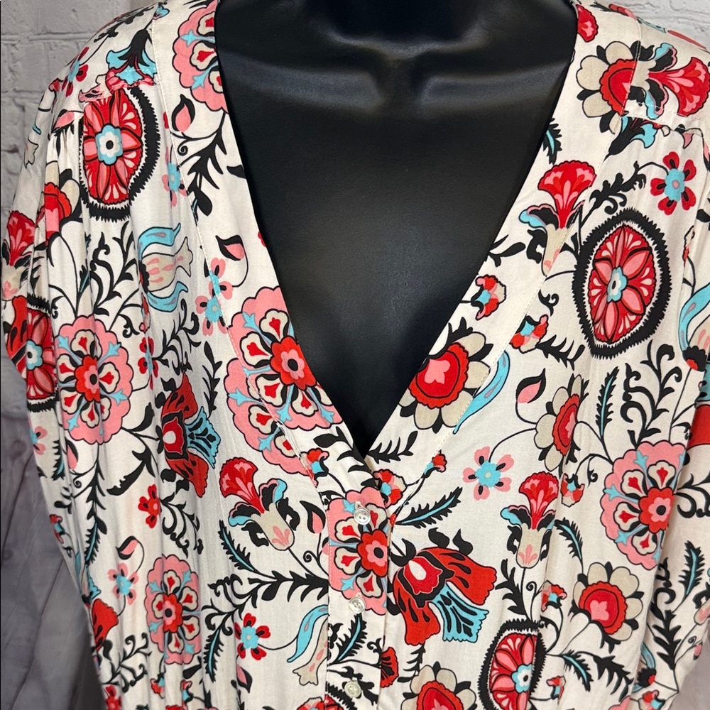 NWT T TAHARI Floral V-Neck Maxi Dress - Picture 4 of 14